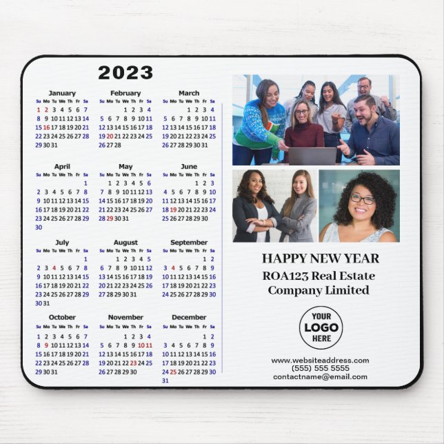 2023 Calendar Business Photo Company Logo Custom Mouse Mat (Front)