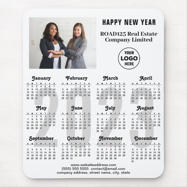 2023 Calendar Business Photo Company Logo Custom Mouse Mat (Front)