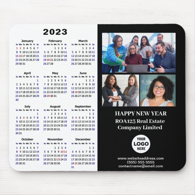 2023 Calendar Business Photo Company Logo Custom Mouse Mat (Front)