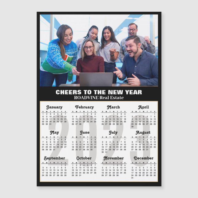 2023 Calendar Business Photo Modern Black Silver H (Front)