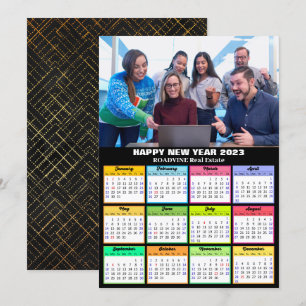 2023 Calendar Business Photo Modern Script Simple Holiday Card