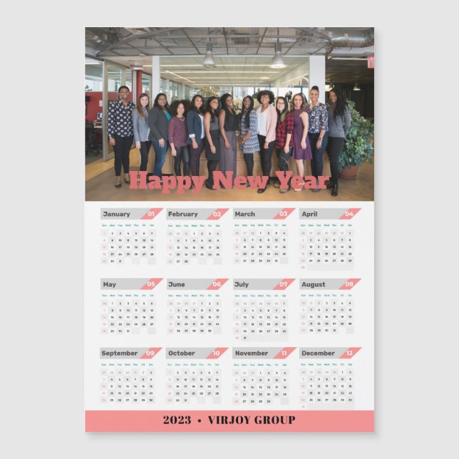 2023 Calendar Business Photo Rose Gold Magnet (Front)