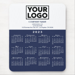 2023 Calendar Company Logo and Text Navy White Mouse Mat