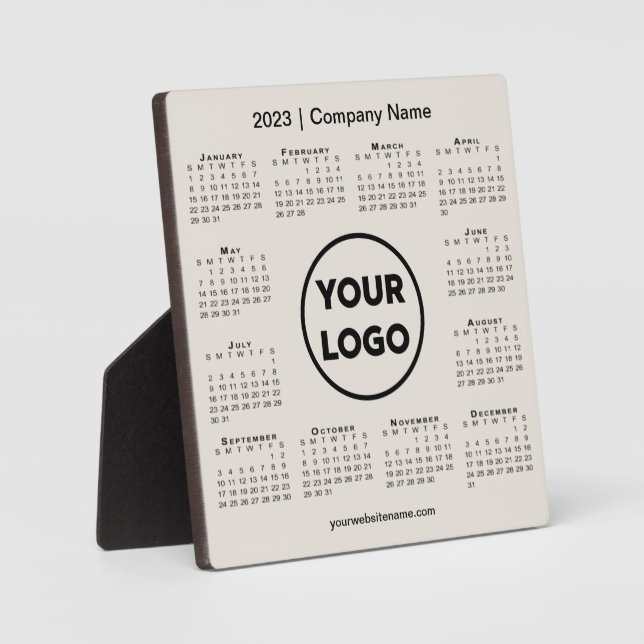 2023 Calendar Company Logo Beige Business Plaque (Front)