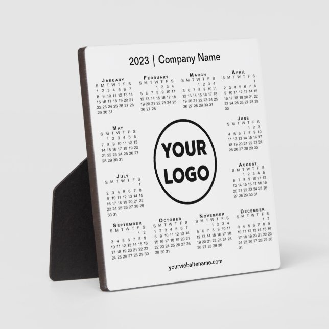 2023 Calendar Company Logo Business Desktop Plaque (Front)