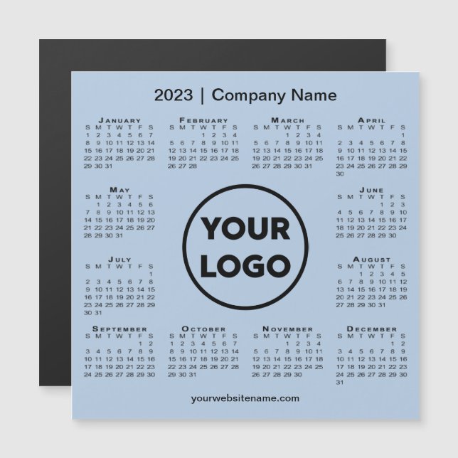 2023 Calendar Company Logo on Light Blue Magnet (Front/Back)