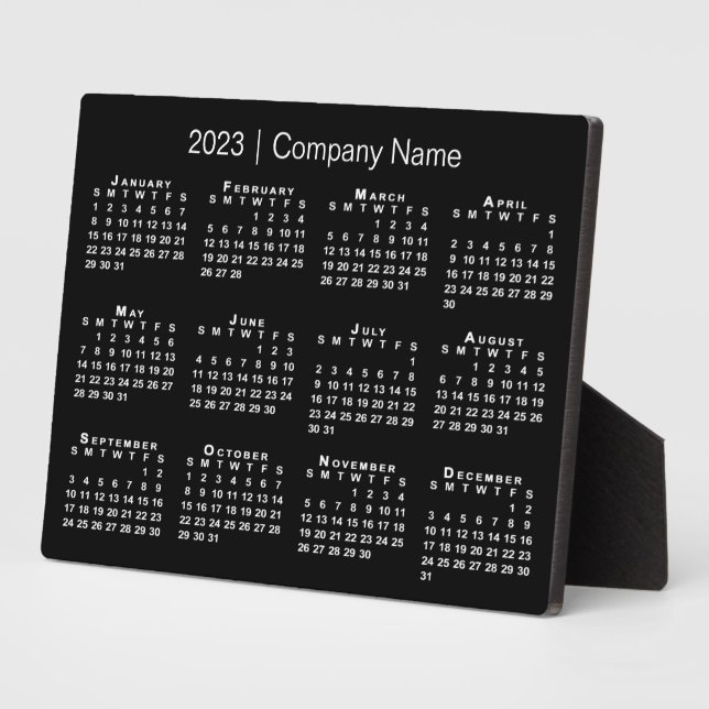 2023 Calendar Company Name Black Desktop Plaque (Side)