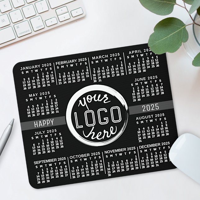 2023 Calendar Custom Business Logo Text Easy Black Mouse Mat (Creator Uploaded)