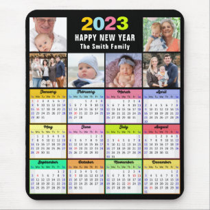 2023 Calendar Custom Family 6 Photo Modern Mouse Mat