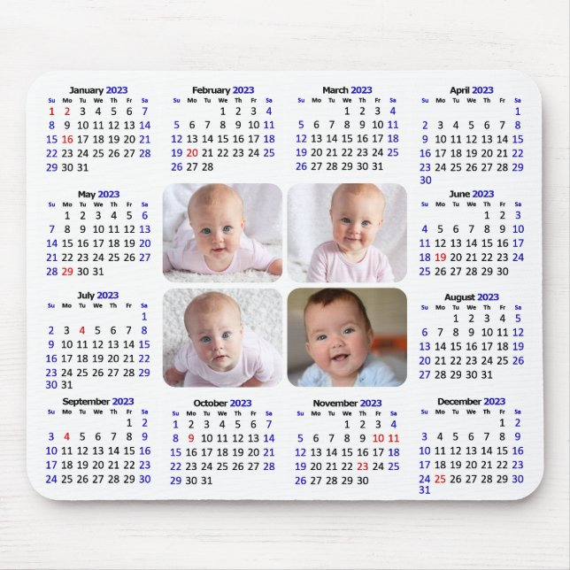 2023 Calendar Custom Photo Modern Minimalist Mouse Mat (Front)