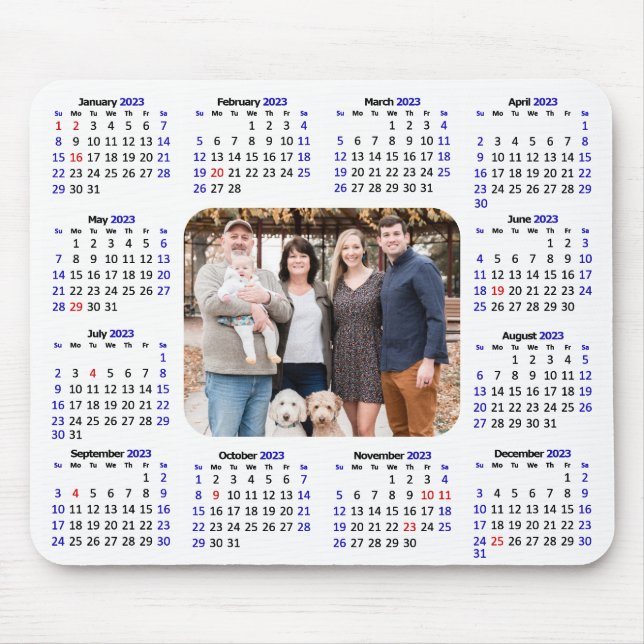 2023 Calendar Custom Photo Modern Minimalist Mouse Mat (Front)