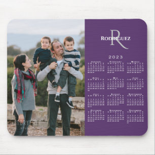 2023 Calendar Custom Photo Monogram Name on Purple Mouse Mat