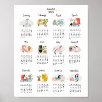 2023 Calendar Cute Cartoon Cats and Dogs