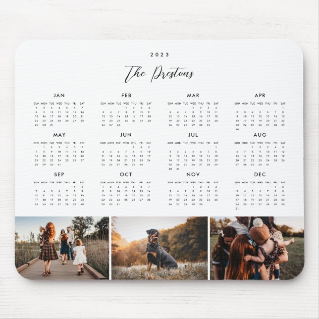 2023 Calendar EDITABLE COLOR Photo Mousepad (Front)