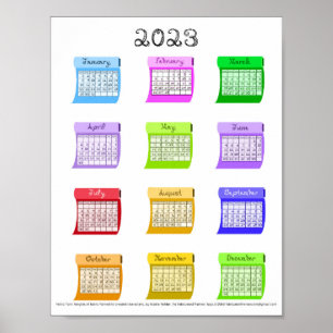2023 Calendar Fabric Font Month Sewing Bolts Poster