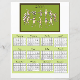 2023 Calendar Fabric Font Rabbits Dancing