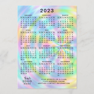 2023 Calendar Full Year Colourful Faux Holographic Programme