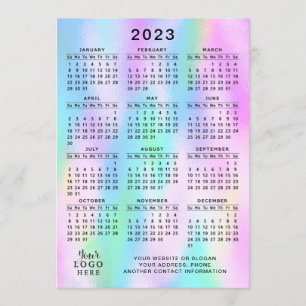 2023 Calendar Full Year Faux Holographic Ombre Programme