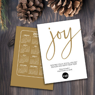 2023 Calendar JOY - Gold White - Business Logo Holiday Card