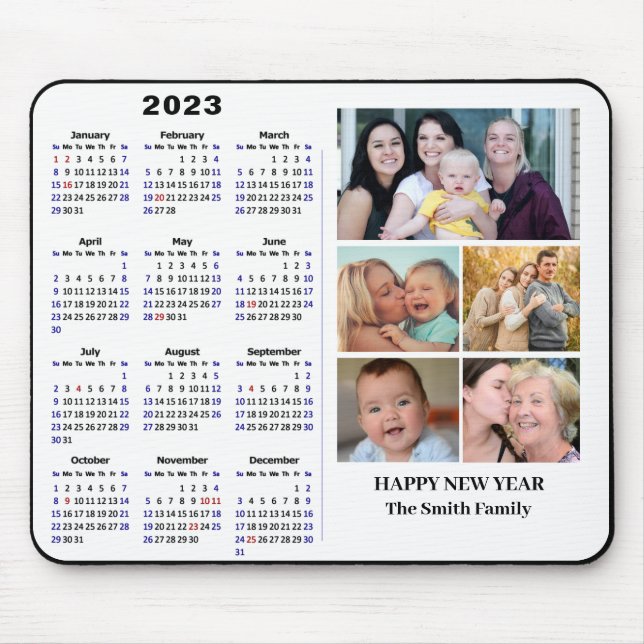 2023 Calendar Minimalist 5 Family Photo Modern Mouse Mat (Front)