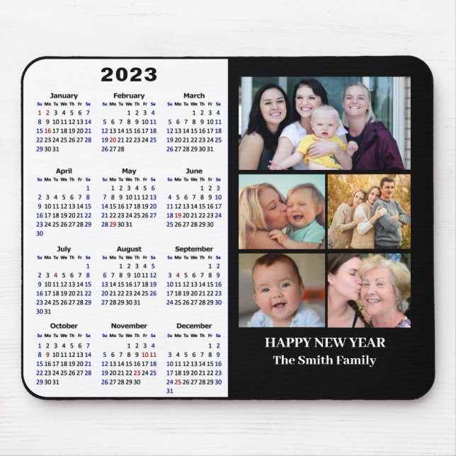 2023 Calendar Minimalist 5 Family Photo Modern Mouse Mat (Front)