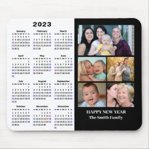 2023 Calendar Minimalist 5 Family Photo Modern Mouse Mat
