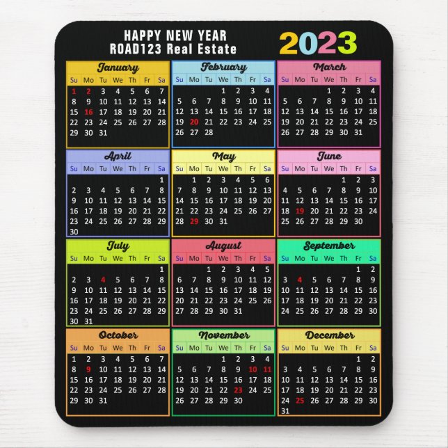 2023 Calendar Minimalist Custom Business Mouse Mat (Front)