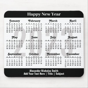 2023 Calendar Modern Black and White Minimalist Mouse Mat