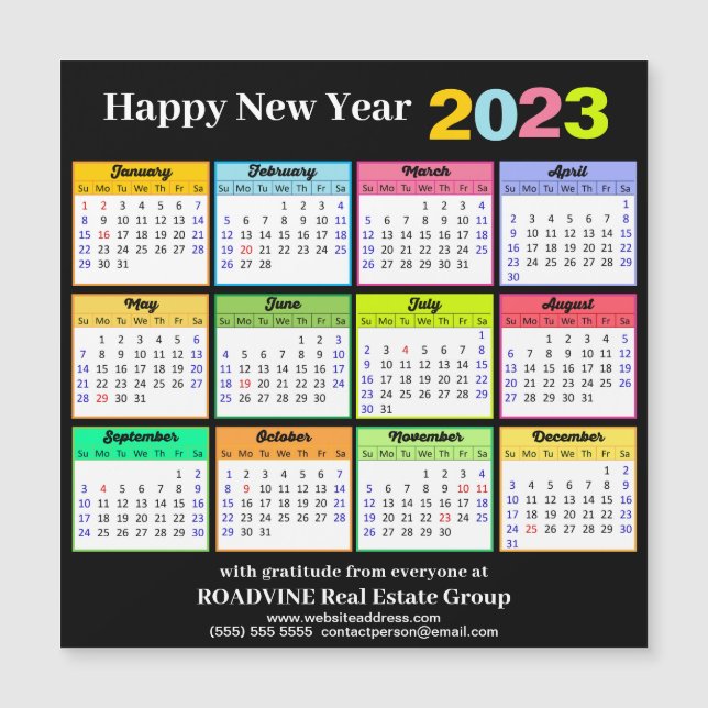 2023 Calendar Modern Business Magnetic Card (Front)