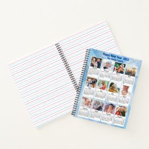 2023 Calendar Modern Family 12 Photo Blue Gold Notebook