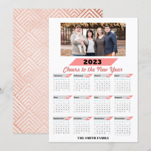 2023 Calendar Modern Family Photo Greeting Holiday Card