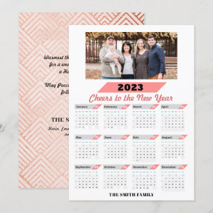 2023 Calendar Modern Family Photo Greeting Holiday Card