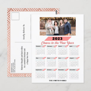 2023 Calendar Modern Family Photo New Year Postcard