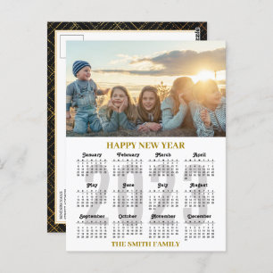 2023 Calendar Modern Gold and Black Script Photo Postcard
