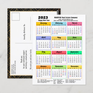 2023 Calendar Modern Script Minimalist Business Postcard