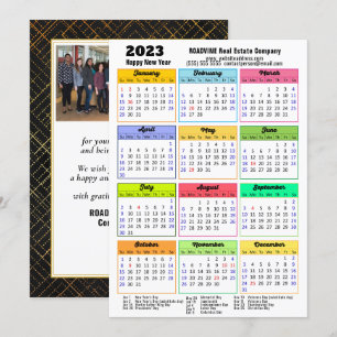 2023 Calendar Modern Script Simple Photo Business Holiday Card