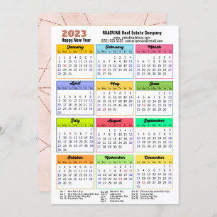 2023 Calendar Rose Gold Modern Corporate Photo Holiday Card