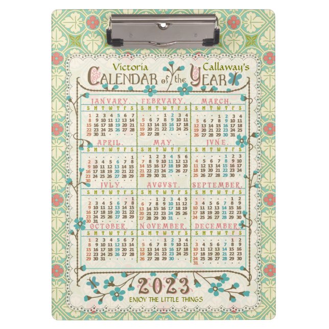 2023 Calendar (See Description for Newest Version) Clipboard (Front)