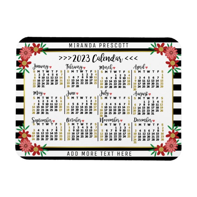 2023 Calendar (See Description for Newest Version) Magnet (Horizontal)