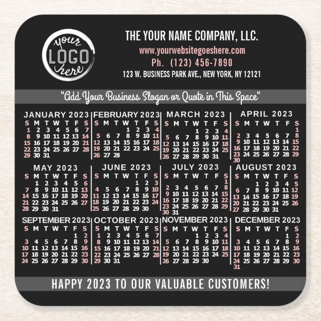 2023 Calendar (See Description for Newest Version) Square Paper Coaster (Front)