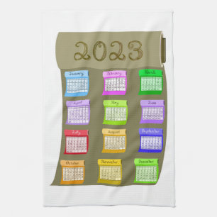 2023 calendar Taupe Fabric Bolt Bolts of Fabrics Tea Towel