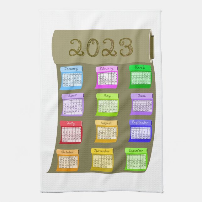 2023 calendar Taupe Fabric Bolt Bolts of Fabrics Tea Towel (Vertical)