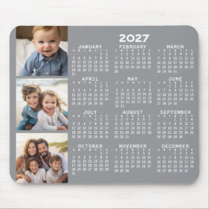 2023 Calendar with 3 Photo Collage - taupe Mouse Mat