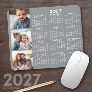 2023 Calendar with 3 Photo Collage - taupe Mouse Mat