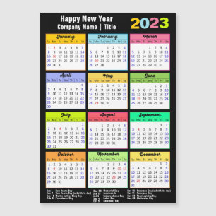 2023 Calendar with Holidays Yearly Modern Magnet