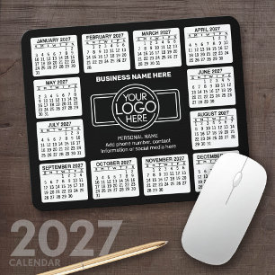 2023 Calendar with logo, Contact Information Black Mouse Mat
