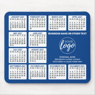 2023 Calendar with logo, Contact Information Blue Mouse Mat