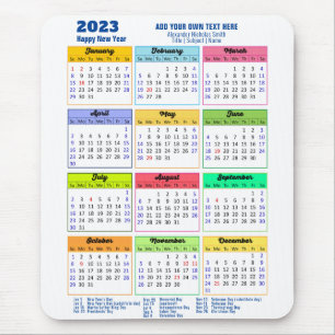 2023 Calendar with Public Holidays Modern Blue Mouse Mat