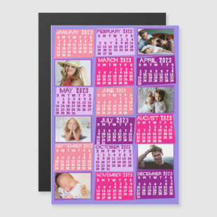 2023 Calendar Year Cute Mod Custom Photo Collage Magnetic Invitation