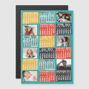 2023 Calendar Year Modern Custom Photo Collage Magnetic Invitation